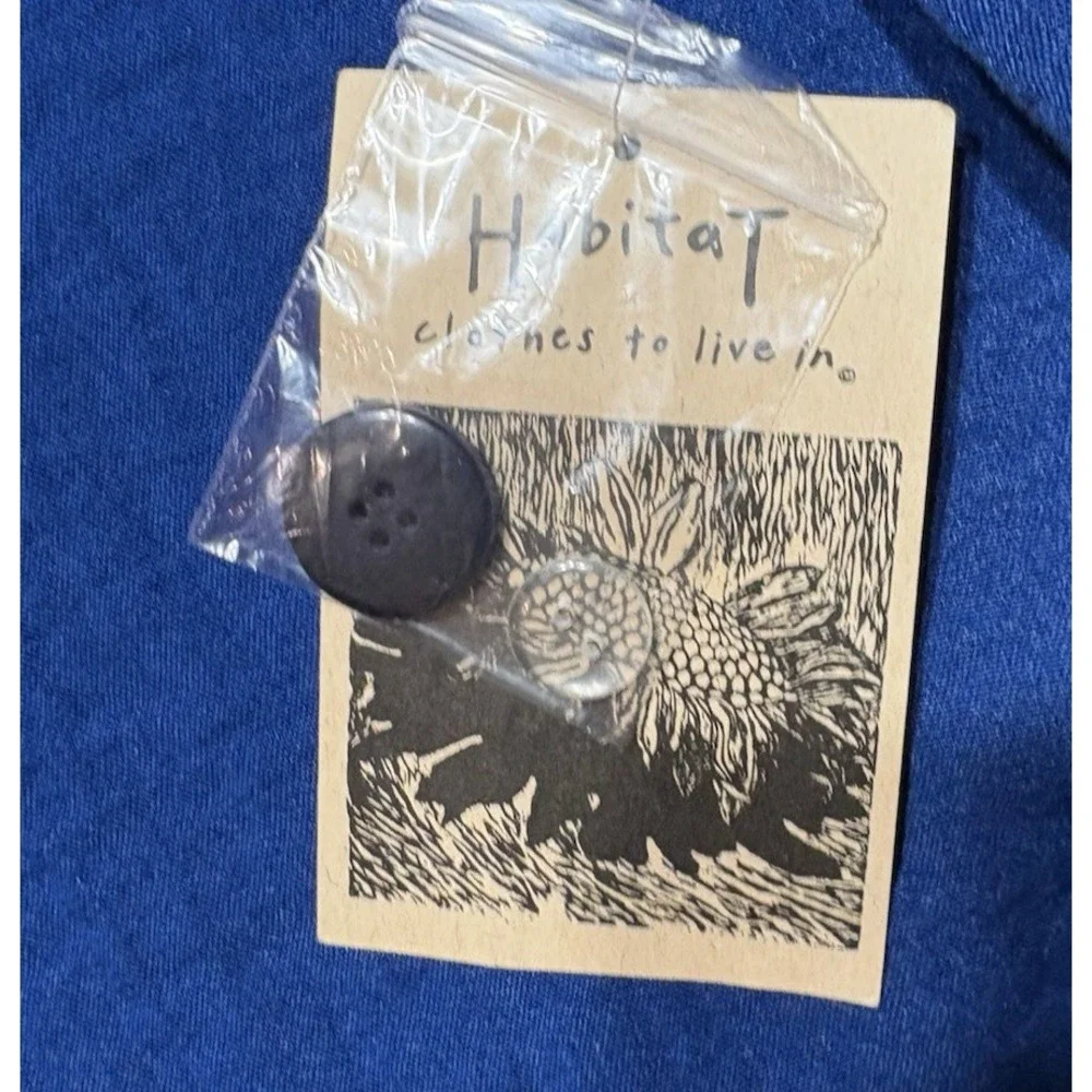 NEW Habitat Womens S Blue Rayon Blend Tunic Button Up Oversized Lagenlook Artsy